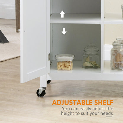 Chariot de cuisine HOMCOM, chariot utilitaire à roulettes avec plateau en bois, étagère ouverte et tiroir de rangement pour salle à manger et cuisine.