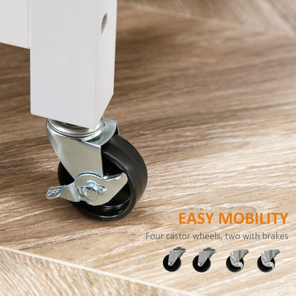 Chariot de cuisine HOMCOM, chariot utilitaire à roulettes avec plateau en bois, étagère ouverte et tiroir de rangement pour salle à manger et cuisine.