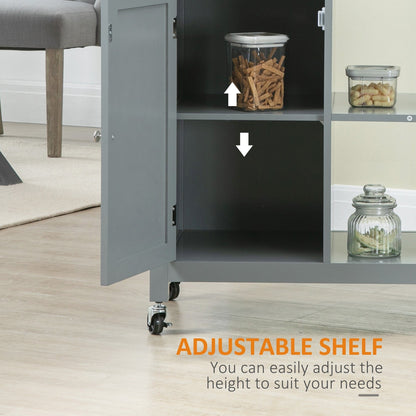 Chariot de cuisine HOMCOM, chariot utilitaire à roulettes avec plateau en bois, étagère ouverte et tiroir de rangement pour salle à manger et cuisine.