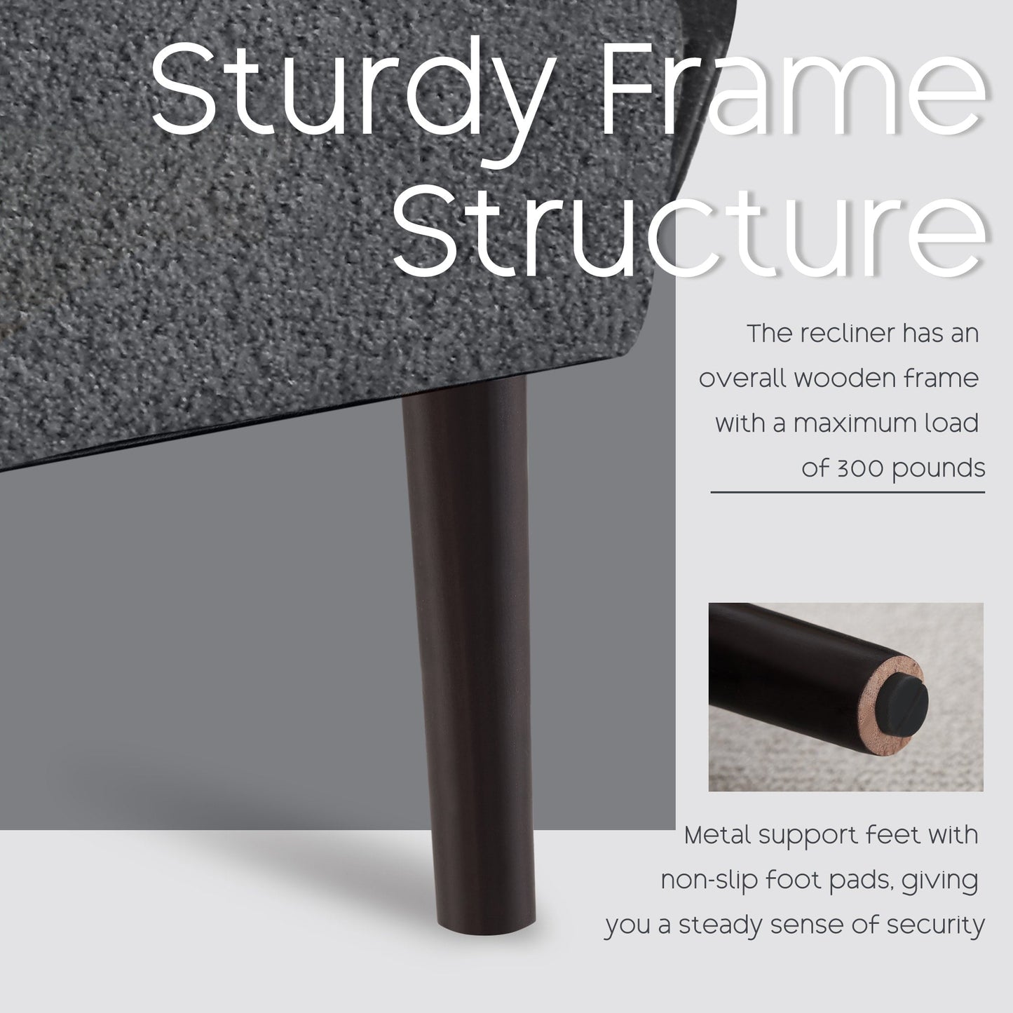 Fauteuil lounge HOMYKA avec dossier réglable et pouf de rangement