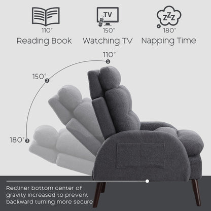 Fauteuil lounge HOMYKA avec dossier réglable et pouf de rangement