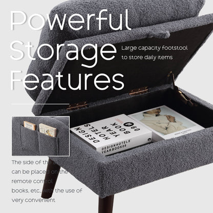 Fauteuil lounge HOMYKA avec dossier réglable et pouf de rangement