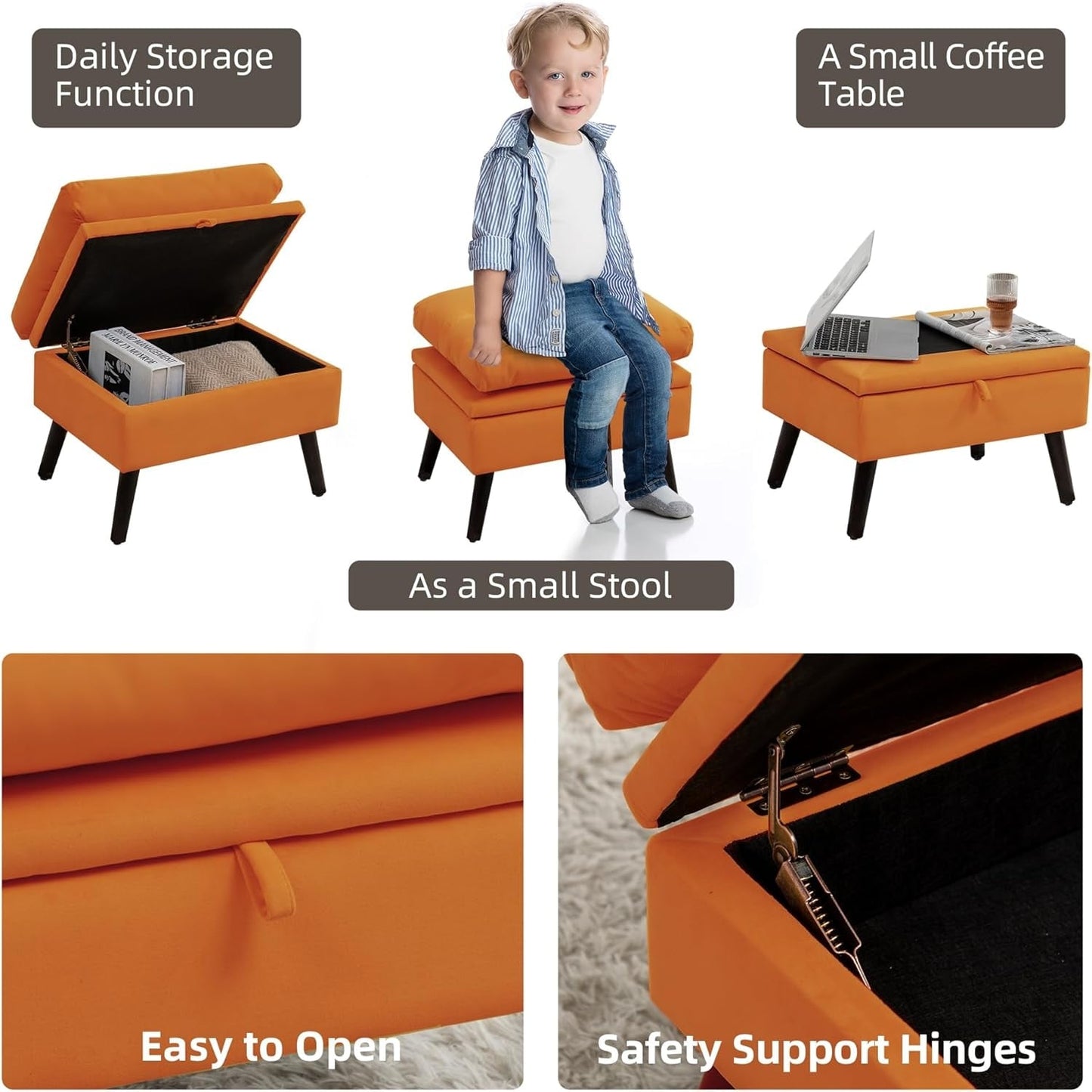 Fauteuil lounge HOMYKA avec dossier réglable et pouf de rangement