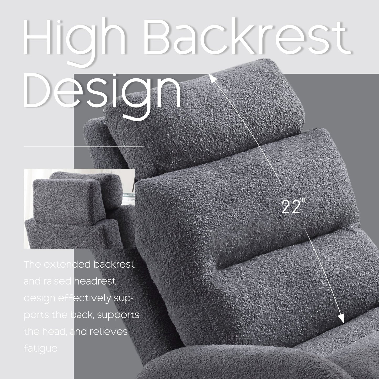 Fauteuil lounge HOMYKA avec dossier réglable et pouf de rangement