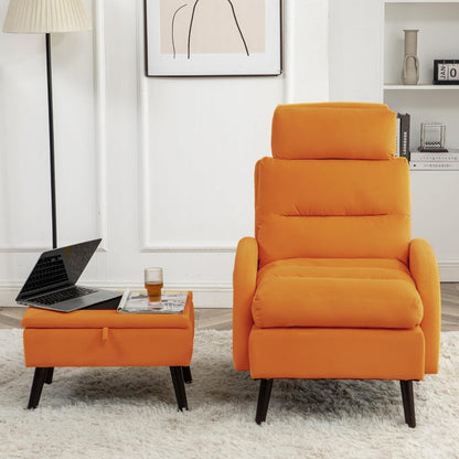 Fauteuil lounge HOMYKA avec dossier réglable et pouf de rangement