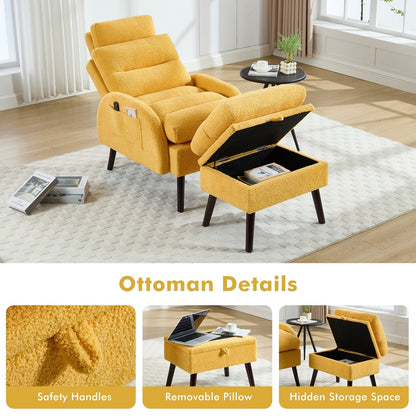 Fauteuil lounge HOMYKA avec dossier réglable et pouf de rangement