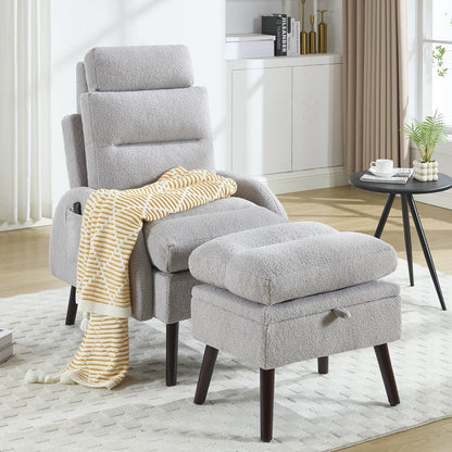 Fauteuil lounge HOMYKA avec dossier réglable et pouf de rangement