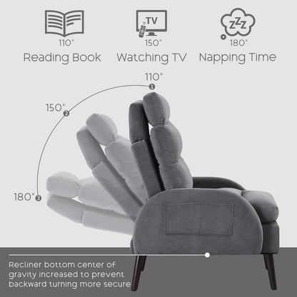 Fauteuil lounge HOMYKA avec dossier réglable et pouf de rangement