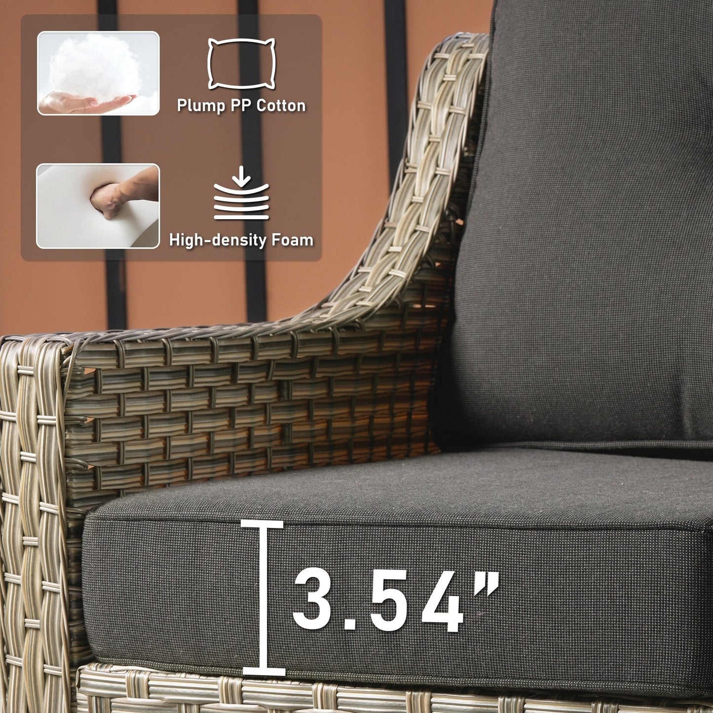 Ensemble de 2 chaises de patio d'extérieur en rotin et osier à dossier haut HOOOWOOO