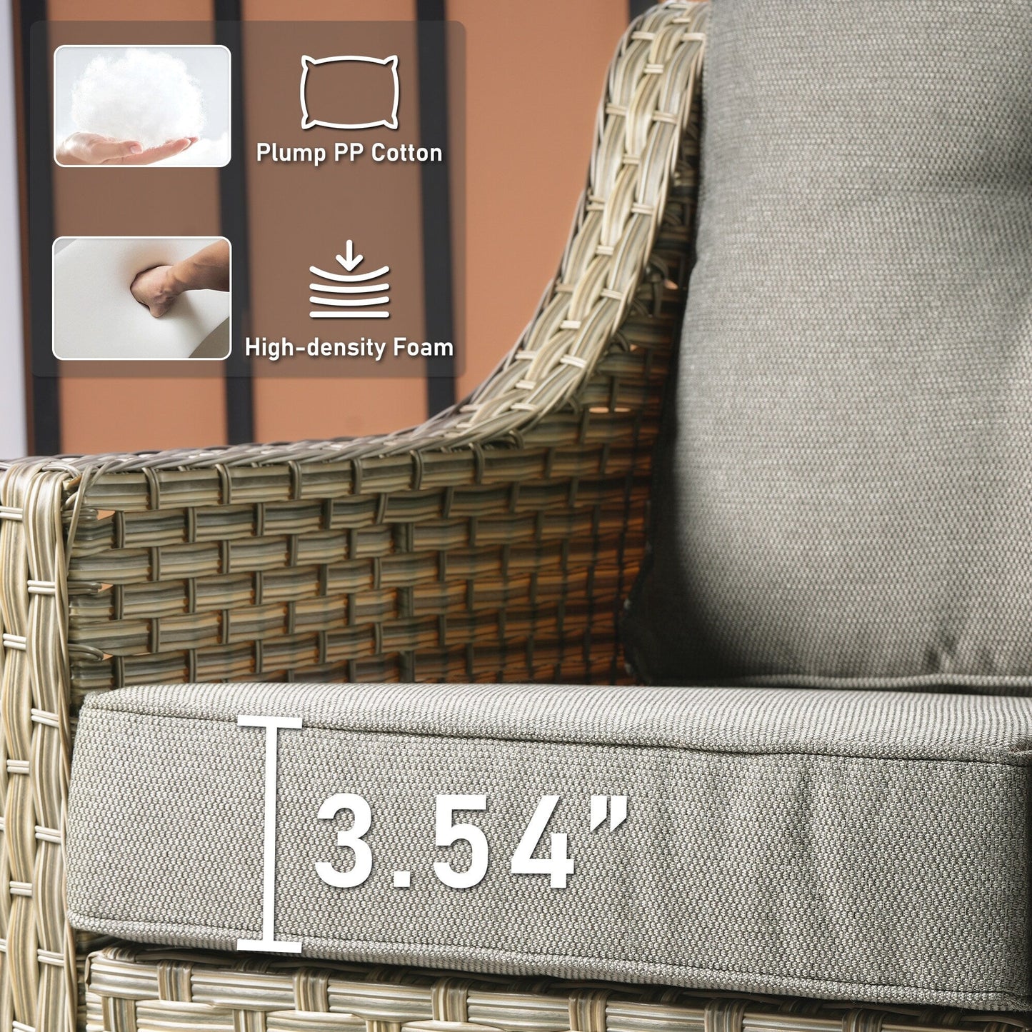 Ensemble de 2 chaises de patio d'extérieur en rotin et osier à dossier haut HOOOWOOO