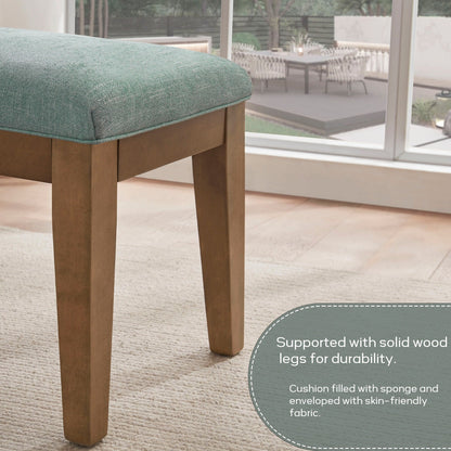 Banc d'entrée rembourré en tissu, banc de chambre à coucher pour pied de lit, beige, bois massif, 112 cm (44 pouces)
