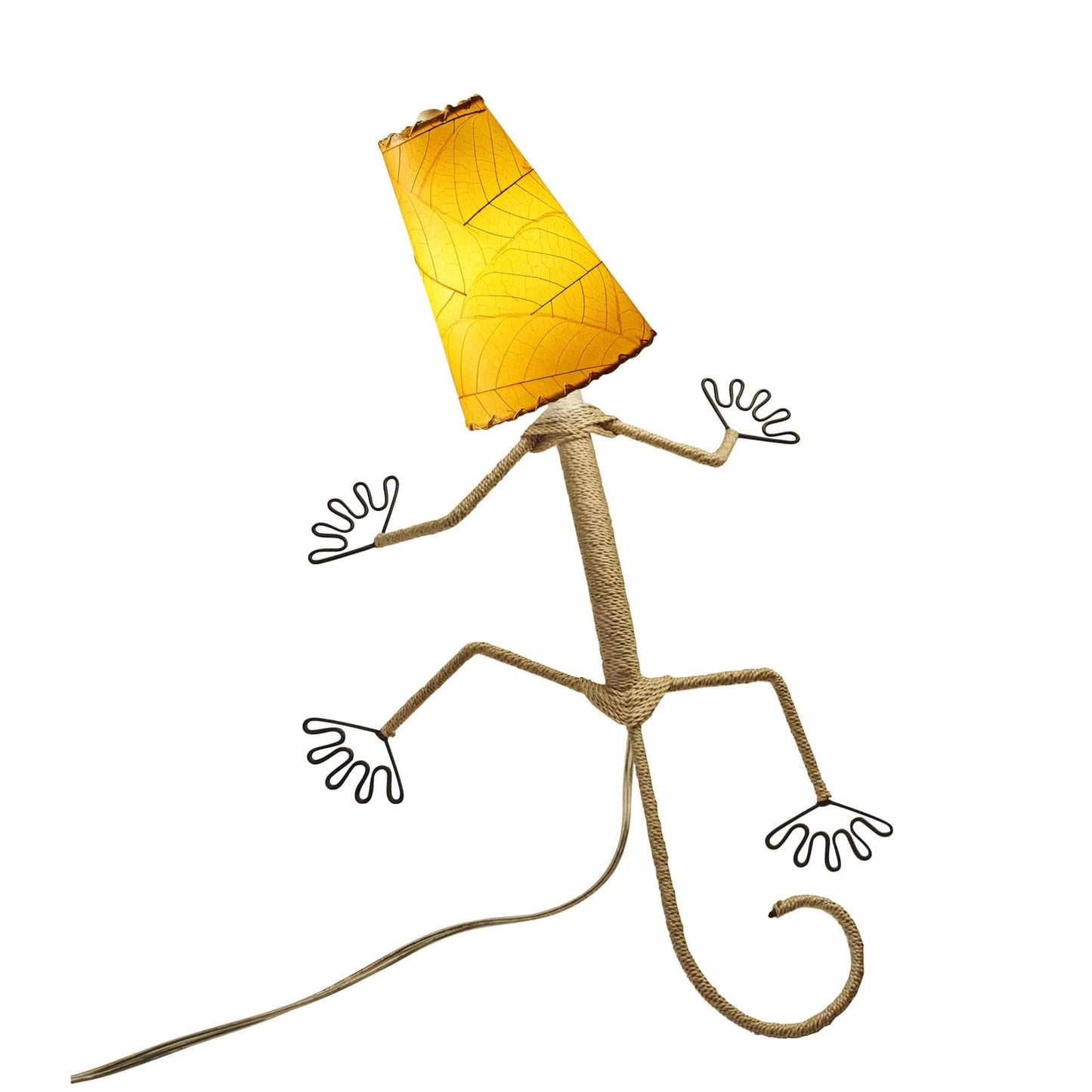 Lampe murale Eangee Gecko faite main, abat-jour feuilles de cacao, 40,6 x 17,8 x 61 cm