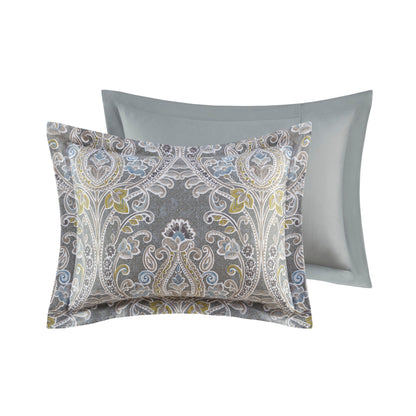 Ensemble de couette en coton gris à motif damassé Harbor House Hallie, 6 pièces