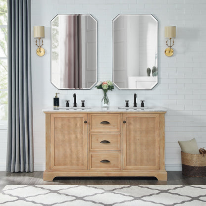 Meuble-lavabo Hervas avec plateau en marbre naturel sans miroir