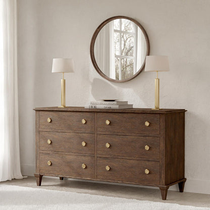 Miroir mural rond classique de style ferme avec cadre en bois