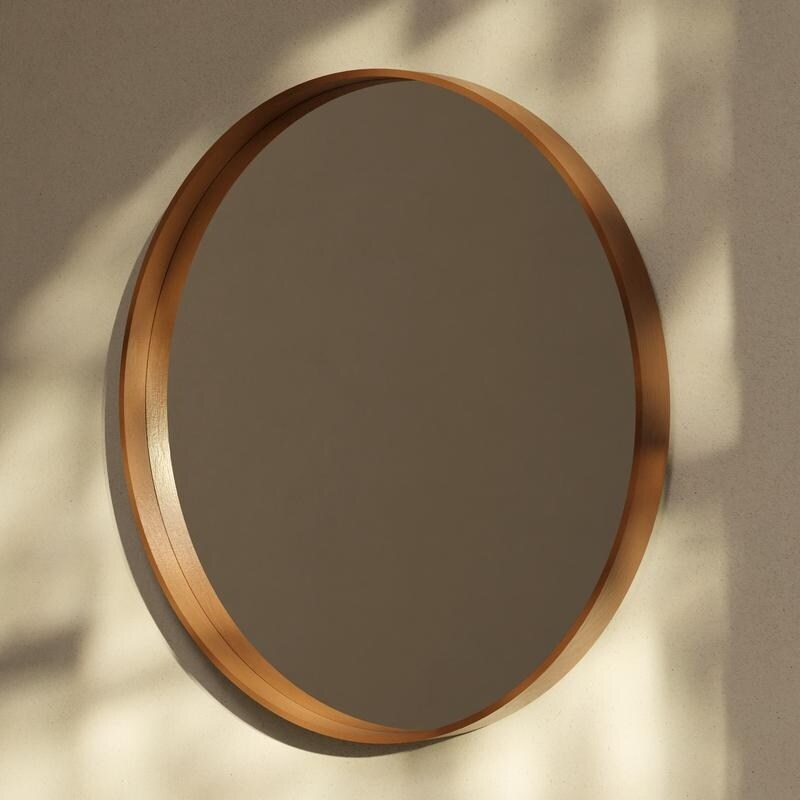 Miroir mural rond classique de style ferme avec cadre en bois