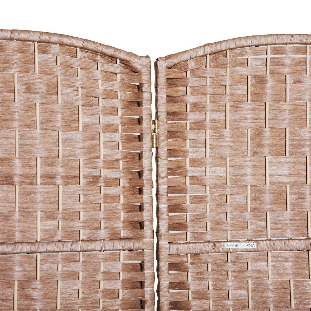 Paravent HomCom en osier tressé à six panneaux de 1,83 m de haut - Bois blond naturel