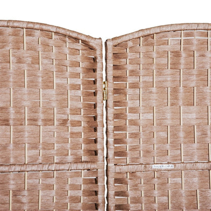 Paravent HomCom en osier tressé à six panneaux de 1,83 m de haut - Bois blond naturel