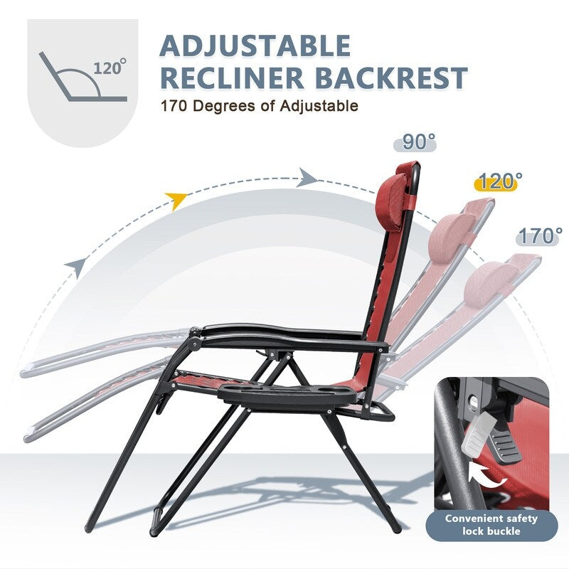 Ensemble de 2 chaises longues de jardin Homall à gravité zéro avec coussins
