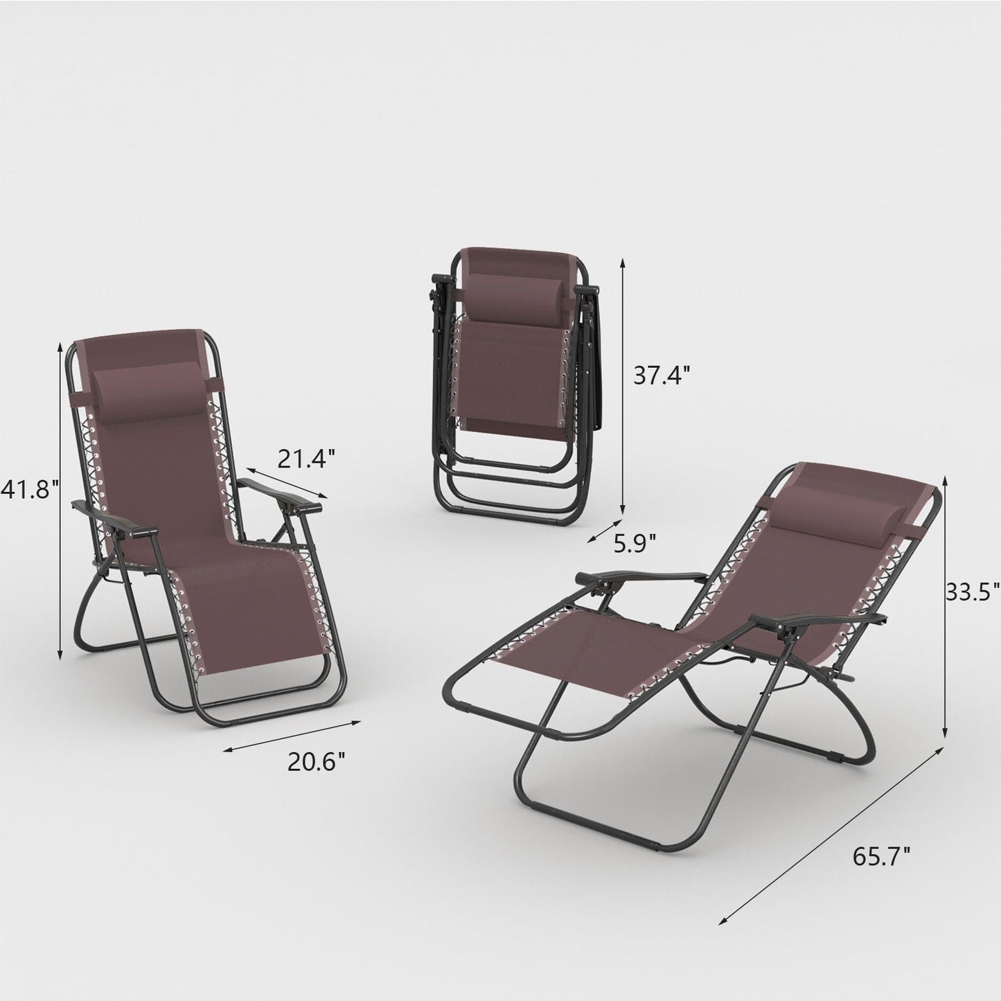 Ensemble de 2 chaises longues de jardin Homall à gravité zéro avec coussins