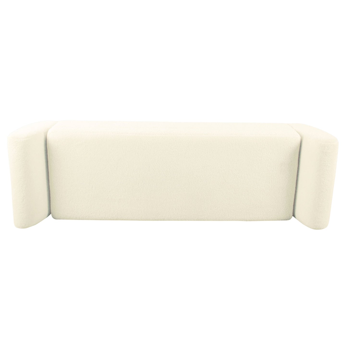 Banc de rangement moderne HomePop en sherpa avec pieds en bois