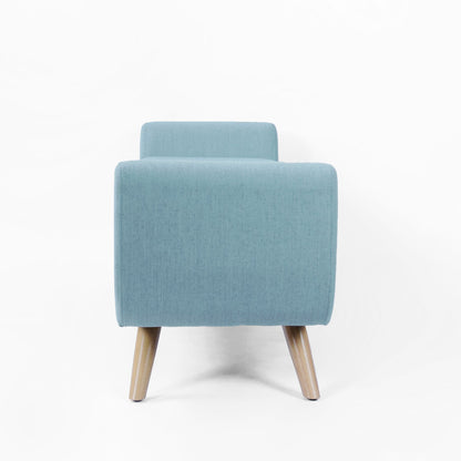 Banc de rangement moderne HomePop en sherpa avec pieds en bois