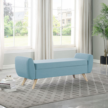 Banc de rangement moderne HomePop en sherpa avec pieds en bois