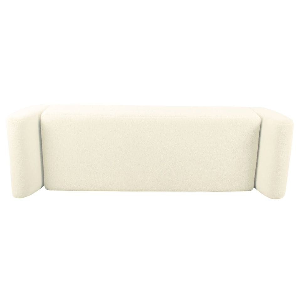 Banc de rangement moderne HomePop en sherpa avec pieds en bois