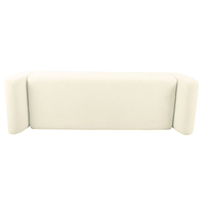 Banc de rangement moderne HomePop en sherpa avec pieds en bois