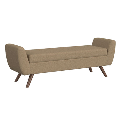 Banc de rangement moderne HomePop en sherpa avec pieds en bois