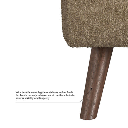 Banc de rangement moderne HomePop en sherpa avec pieds en bois