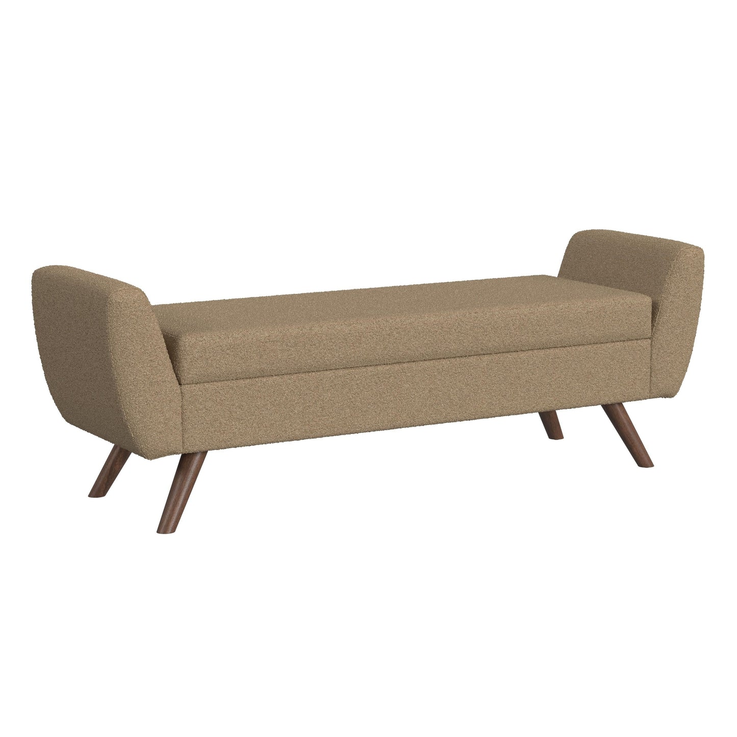 Banc de rangement moderne HomePop en sherpa avec pieds en bois