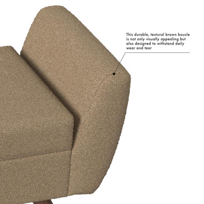 Banc de rangement moderne HomePop en sherpa avec pieds en bois