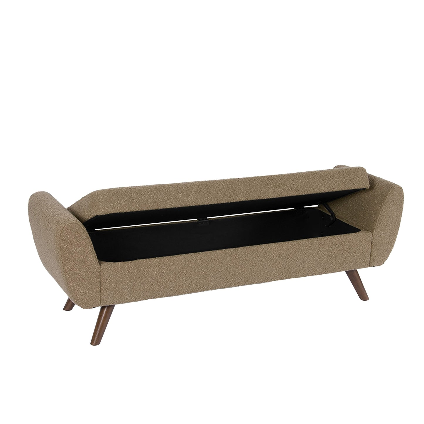 Banc de rangement moderne HomePop en sherpa avec pieds en bois