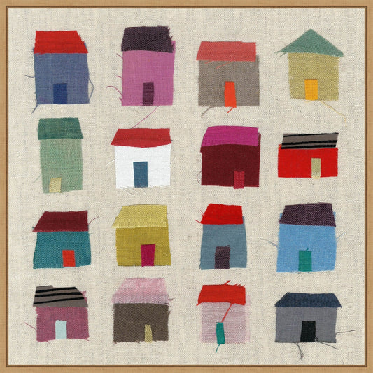 Maisons par Jenny Frean, reproduction d'art sur toile encadrée - Sylvie Maple