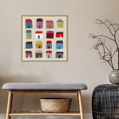 Maisons par Jenny Frean, reproduction d'art sur toile encadrée - Sylvie Maple
