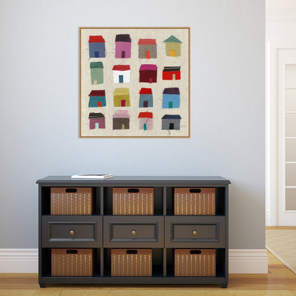 Maisons par Jenny Frean, reproduction d'art sur toile encadrée - Sylvie Maple