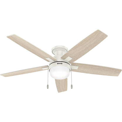 Ventilateur de plafond Hunter 52 Anisten à profil bas avec éclairage LED et chaînette - Style moderne, contemporain et transitionnel