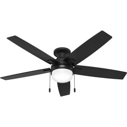 Ventilateur de plafond Hunter 52 Anisten à profil bas avec éclairage LED et chaînette - Style moderne, contemporain et transitionnel