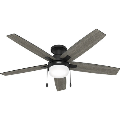 Ventilateur de plafond Hunter 52 Anisten à profil bas avec éclairage LED et chaînette - Style moderne, contemporain et transitionnel