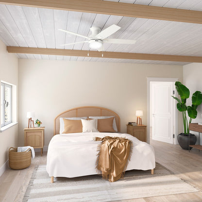 Ventilateur de plafond Hunter 52 Anisten à profil bas avec éclairage LED et chaînette - Style moderne, contemporain et transitionnel