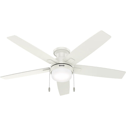 Ventilateur de plafond Hunter 52 Anisten à profil bas avec éclairage LED et chaînette - Style moderne, contemporain et transitionnel