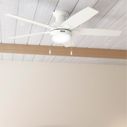 Ventilateur de plafond Hunter 52 Anisten à profil bas avec éclairage LED et chaînette - Style moderne, contemporain et transitionnel