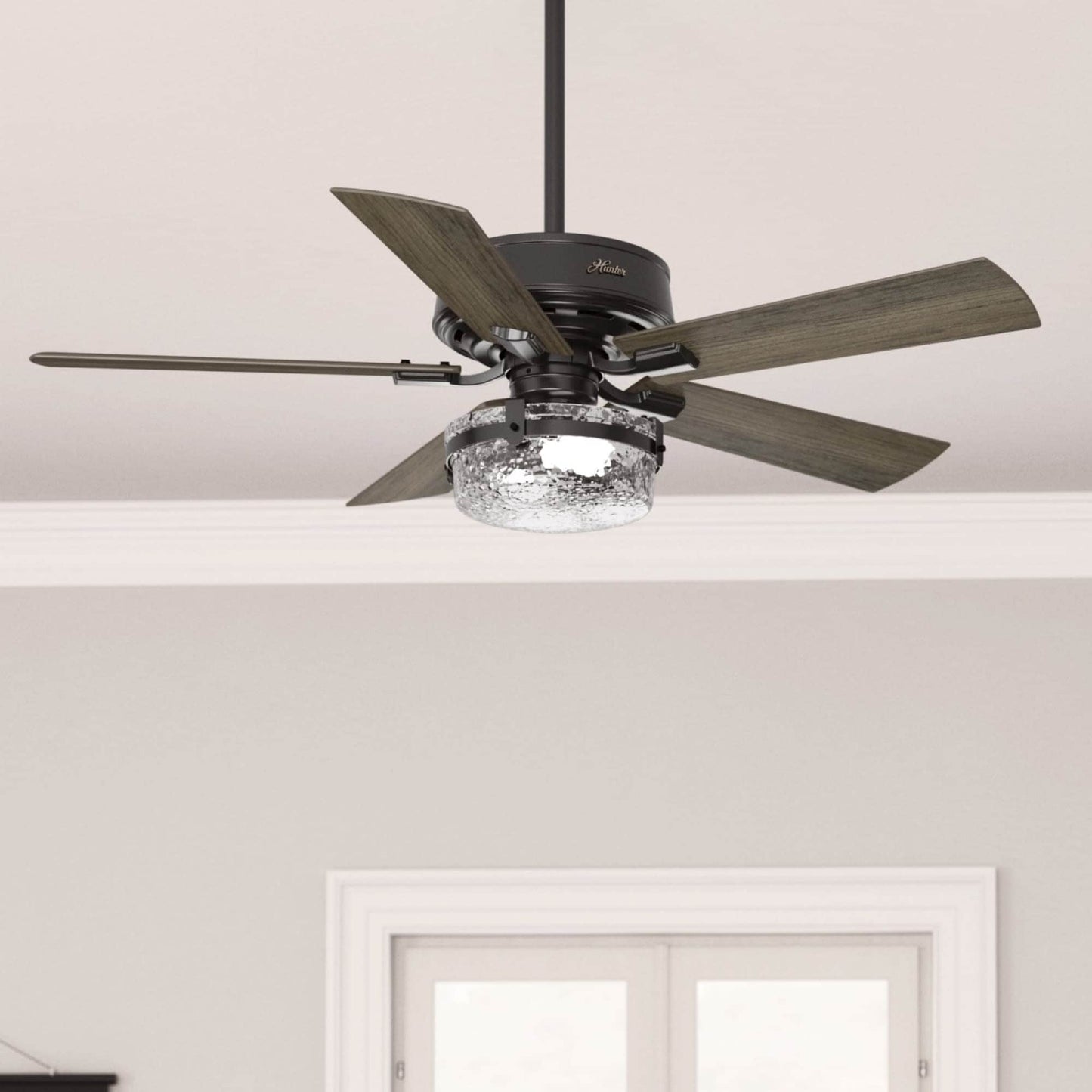 Ventilateur de plafond intérieur/extérieur Hunter 52 Canyon Ridge avec éclairage LED et télécommande - Style campagnard, rustique, industriel