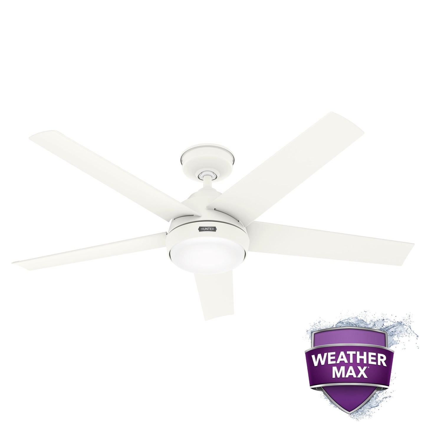 Ventilateur de plafond extérieur Hunter 52 Skyflow avec kit d'éclairage LED, commande murale - Style côtier moderne contemporain - WeatherMax - RÉSISTANT À L'EAU !