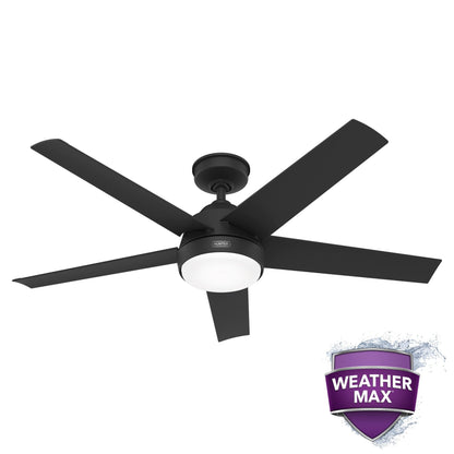 Ventilateur de plafond extérieur Hunter 52 Skyflow avec kit d'éclairage LED, commande murale - Style côtier moderne contemporain - WeatherMax - RÉSISTANT À L'EAU !
