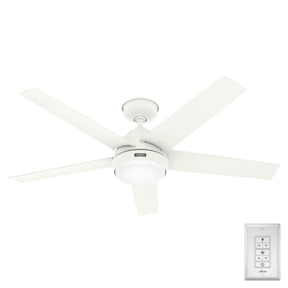 Ventilateur de plafond extérieur Hunter 52 Skyflow avec kit d'éclairage LED, commande murale - Style côtier moderne contemporain - WeatherMax - RÉSISTANT À L'EAU !