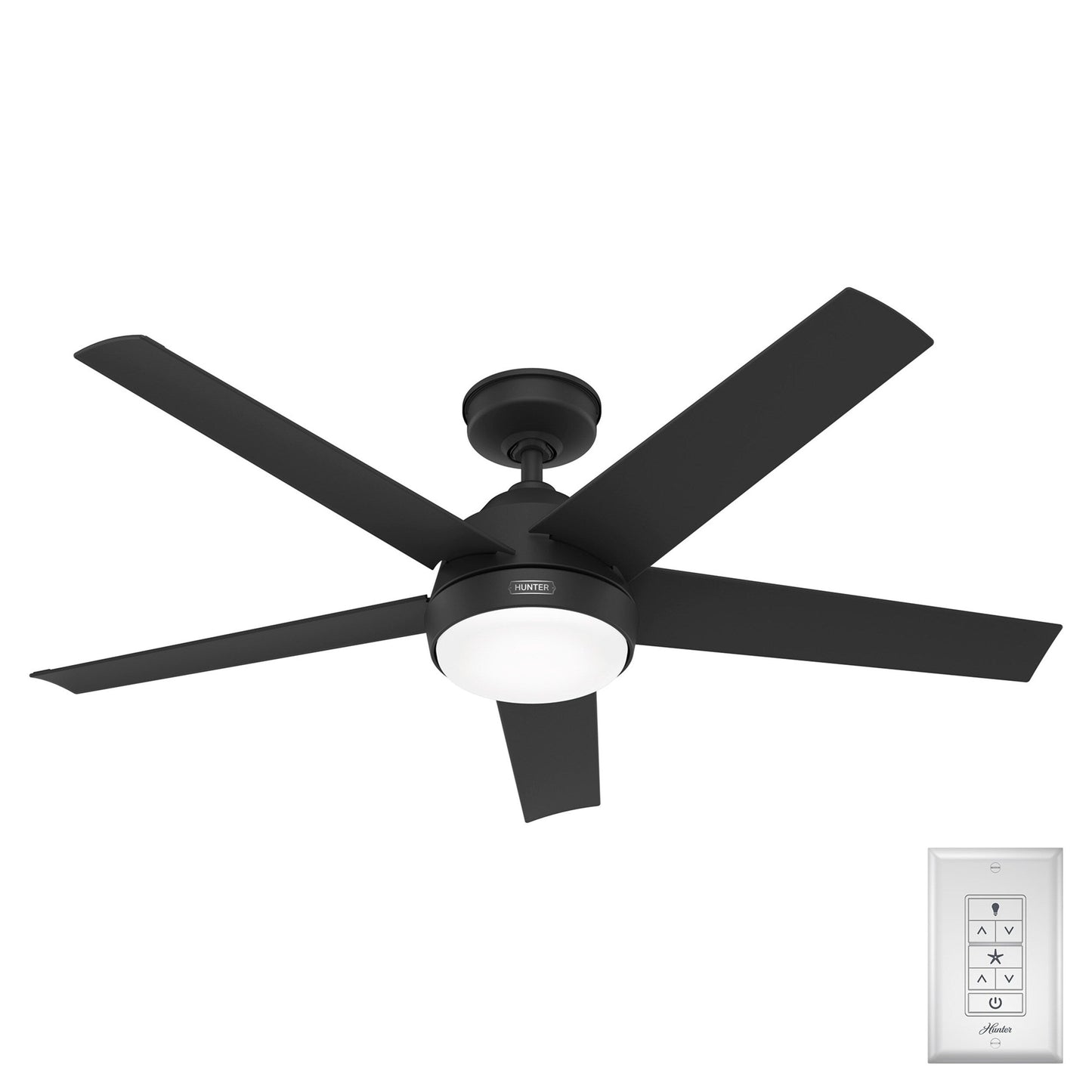 Ventilateur de plafond extérieur Hunter 52 Skyflow avec kit d'éclairage LED, commande murale - Style côtier moderne contemporain - WeatherMax - RÉSISTANT À L'EAU !