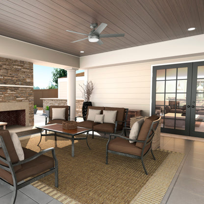 Ventilateur de plafond extérieur Hunter 52 Skyflow avec kit d'éclairage LED, commande murale - Style côtier moderne contemporain - WeatherMax - RÉSISTANT À L'EAU !