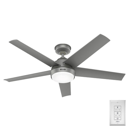 Ventilateur de plafond extérieur Hunter 52 Skyflow avec kit d'éclairage LED, commande murale - Style côtier moderne contemporain - WeatherMax - RÉSISTANT À L'EAU !